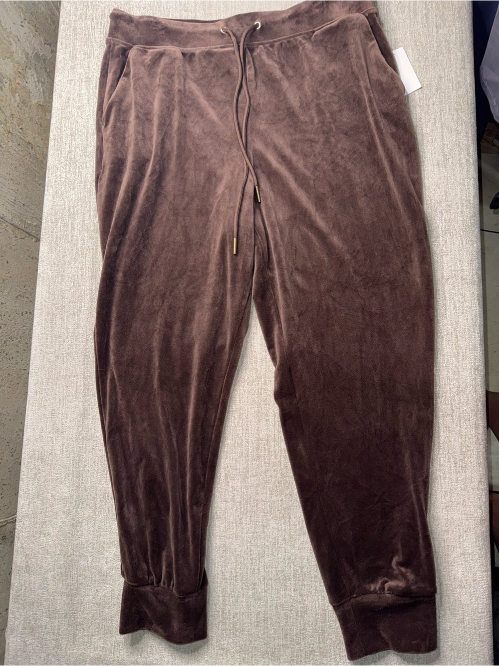 TRUTH Elegance Brown Velour Jogger Pants Women’s XL Drawstring